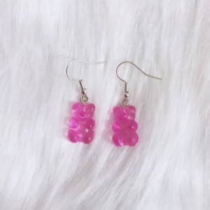 Aros osos de gomita fucsia